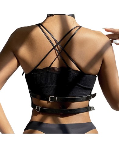 SUBBLIME ARNES DE PECHO ANILLAS DE CUERO NEGRO TALLA UNICA