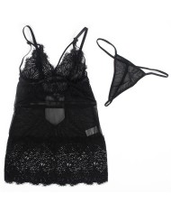 SUBBLIME BABYDOLL CON TIRANTES AJUSTABLES DE ENCAJE NEGRO S M