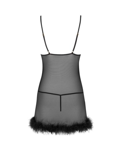 LIVCO CORSETTI FASHION ZERUNAM SET BABYDOLL TANGA NEGRO