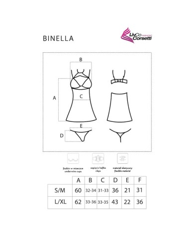 LIVCO CORSETTI FASHION BINELLA SET BABYDOLL TANGA NEGRO