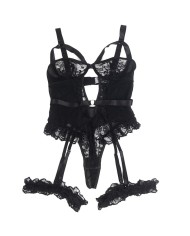 SUBBLIME TEDDY CON LIGA DETALLE ENCAJES Y TIRAS NEGRO S M