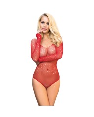 SUBBLIME 952303 BODY DE REJILLA BRILLANTE CON HOMBROS DESCUBIERTOS MANGA LARGA ROJO TALLA UNICA