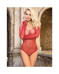 SUBBLIME 952303 BODY DE REJILLA BRILLANTE CON HOMBROS DESCUBIERTOS MANGA LARGA ROJO TALLA UNICA