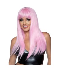 LEG AVENUE PELUCA LARGA LISA CON FLEQUILLO ROSA