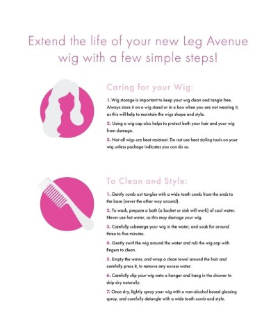LEG AVENUE PELUCA LARGA LISA CON FLEQUILLO ROSA