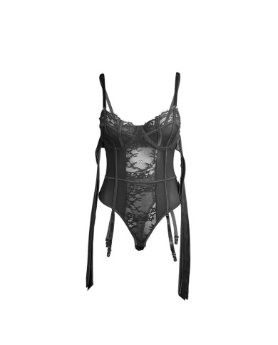 SUBBLIME 955496 BODY DE ENCAJE CON LAZOS Y LIGAS NEGRO S M