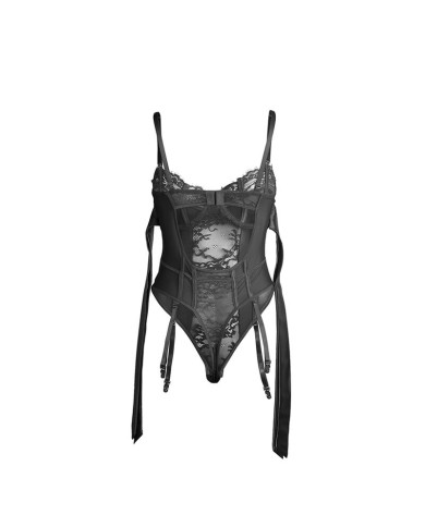SUBBLIME 955496 BODY DE ENCAJE CON LAZOS Y LIGAS NEGRO S M