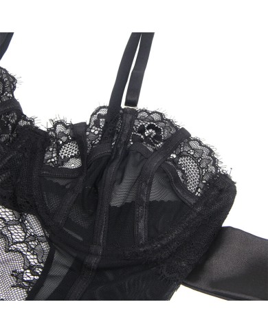 SUBBLIME 955496 BODY DE ENCAJE CON LAZOS Y LIGAS NEGRO S M