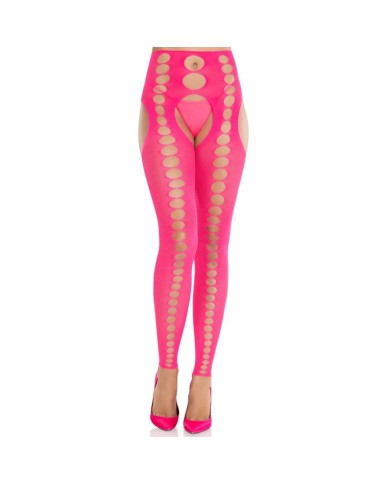 LEG AVENUE MEDIAS OPACAS SIN TIRANTES Y COSTURAS ROSA NEON