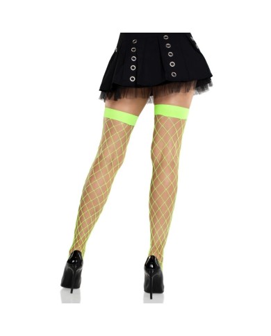 LEG AVENUE MEDIAS ALTAS DE RED ANCHA VERDE NEON