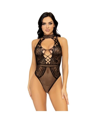 LEG AVENUE BODY CON ESCOTE HALTER Y ABERTURA ESPALDA DE ENCAJE TALLA UNICA