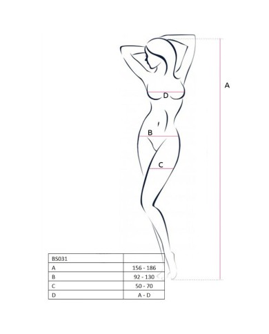 PASSION WOMAN BS031 BODYSTOCKING BLANCO TALLA UNICA