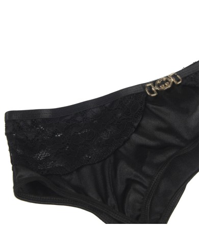 SUBBLIME SET DE 3 PIEZAS SUJETADOR TANGA LIGA ENCAJE NEGRO S M