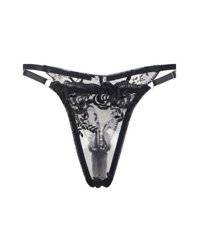 SUBBLIME SET DE 3 PIEZAS SUJETADOR TANGA LIGA ESTAMPADO FLORAL NEGRO S M