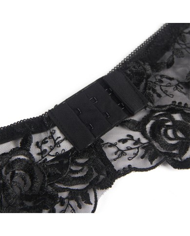 SUBBLIME SET DE 3 PIEZAS SUJETADOR TANGA LIGA ESTAMPADO FLORAL NEGRO S M