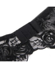 SUBBLIME SET DE 3 PIEZAS SUJETADOR TANGA LIGA ESTAMPADO FLORAL NEGRO S M