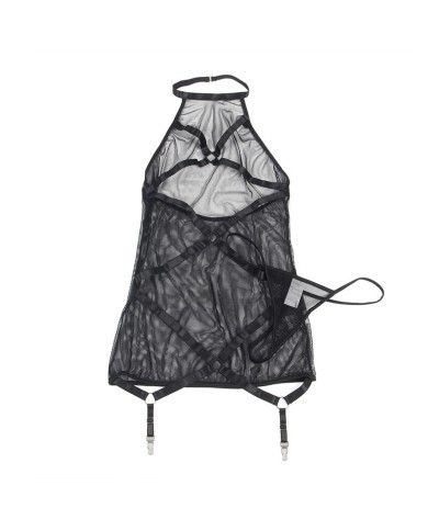 SUBBLIME VESTIDO TRANSPARENTE CUELLO HALTER NEGRO S M