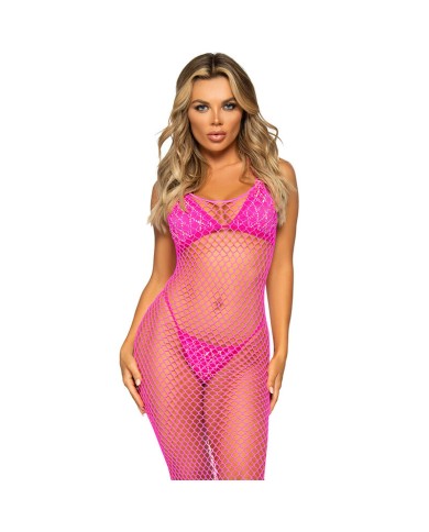 LEG AVENUE VESTIDO DE REJILLA LARGO AMARILLO TALLA UNICA