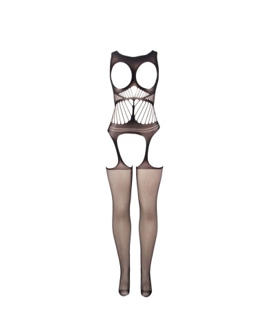 SUBBLIME 951900 BODYSTOCKING CROTCHLESS DE REJILLA CON COPA Y HOMBROS ABIERTOS NEGRO TALLA UNICA