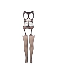 SUBBLIME 951900 BODYSTOCKING CROTCHLESS DE REJILLA CON COPA Y HOMBROS ABIERTOS NEGRO TALLA UNICA
