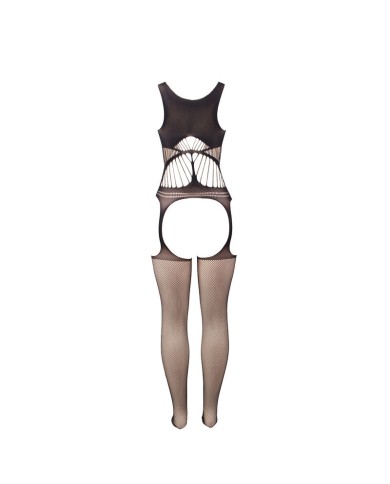 SUBBLIME 951900 BODYSTOCKING CROTCHLESS DE REJILLA CON COPA Y HOMBROS ABIERTOS NEGRO TALLA UNICA