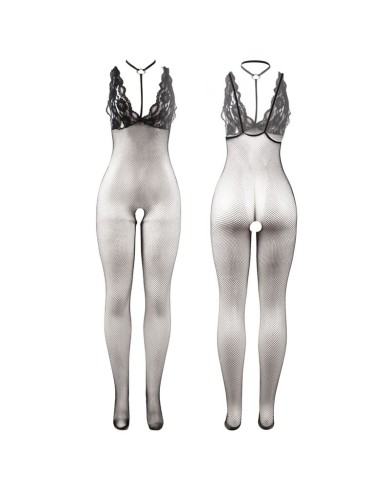 SUBBLIME 951993 BODYSTOCKING CROTCHLESS DE REJILLA TRANSPARENTE NEGRO TALLA UNICA