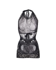SUBBLIME 952075 VESTIDO CORTO DE REJILLA CON ESPALDA DESCUBIERTA Y DETALLE DE CORAZON NEGRO TALLA UNICA