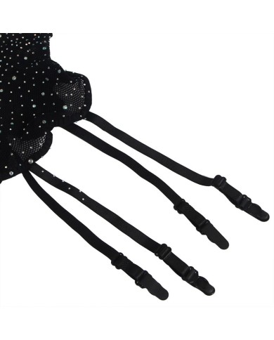SUBBLIME 952174 BODYSTOCKING DE REJILLA CON GUANTES Y DIAMANTES NEGRO TALLA UNICA