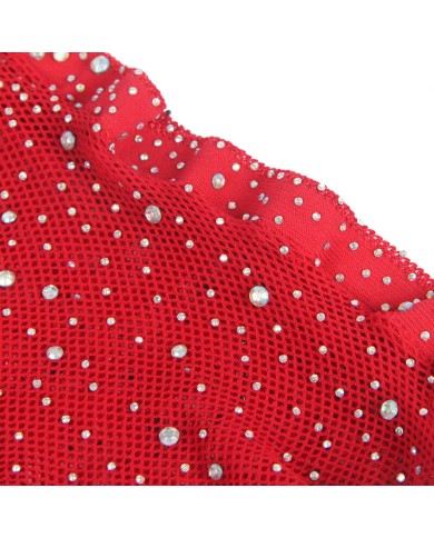SUBBLIME 952181 BODYSTOCKING DE REJILLA CON GUANTES Y DIAMANTES ROJO TALLA UNICA