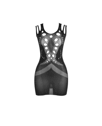 SUBBLIME 952198 VESTIDO DE REJILLA CON DIAMANTES BRILLANTES NEGRO TALLA UNICA