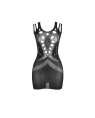 SUBBLIME 952198 VESTIDO DE REJILLA CON DIAMANTES BRILLANTES NEGRO TALLA UNICA