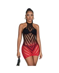 SUBBLIME 952242 VESTIDO DE REJILLA ELASTICO DEGRADADO ROJO Y NEGRO TALLA UNICA