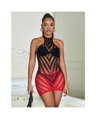 SUBBLIME 952242 VESTIDO DE REJILLA ELASTICO DEGRADADO ROJO Y NEGRO TALLA UNICA