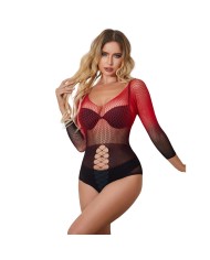 SUBBLIME 952259 VESTIDO DE REJILLA ELASTICO MANGA LARGA DEGRADADO ROJO Y NEGRO TALLA UNICA