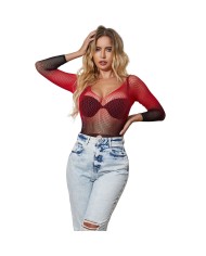 SUBBLIME 952259 VESTIDO DE REJILLA ELASTICO MANGA LARGA DEGRADADO ROJO Y NEGRO TALLA UNICA