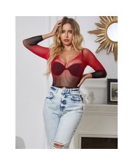 SUBBLIME 952259 VESTIDO DE REJILLA ELASTICO MANGA LARGA DEGRADADO ROJO Y NEGRO TALLA UNICA