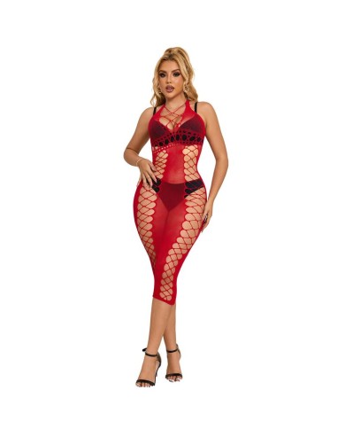 SUBBLIME 952327 VESTIDO DE REJILLA LARGO ROJO TALLA UNICA