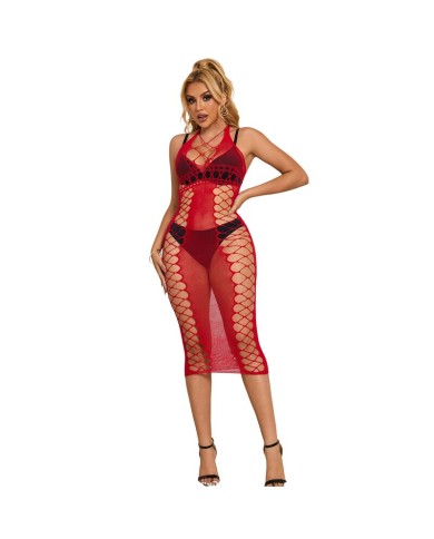 SUBBLIME 952327 VESTIDO DE REJILLA LARGO ROJO TALLA UNICA