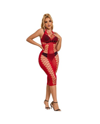 SUBBLIME 952327 VESTIDO DE REJILLA LARGO ROJO TALLA UNICA