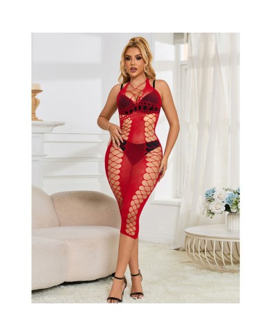 SUBBLIME 952327 VESTIDO DE REJILLA LARGO ROJO TALLA UNICA