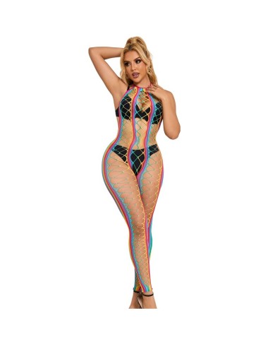 SUBBLIME 952358 BODYSTOCKING DE REJILLA CUELLO HALTER ARCOIRIS XS M