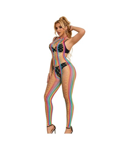 SUBBLIME 952358 BODYSTOCKING DE REJILLA CUELLO HALTER ARCOIRIS XS M