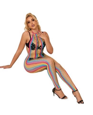 SUBBLIME 952358 BODYSTOCKING DE REJILLA CUELLO HALTER ARCOIRIS XS M