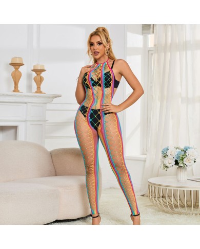 SUBBLIME 952358 BODYSTOCKING DE REJILLA CUELLO HALTER ARCOIRIS XS M
