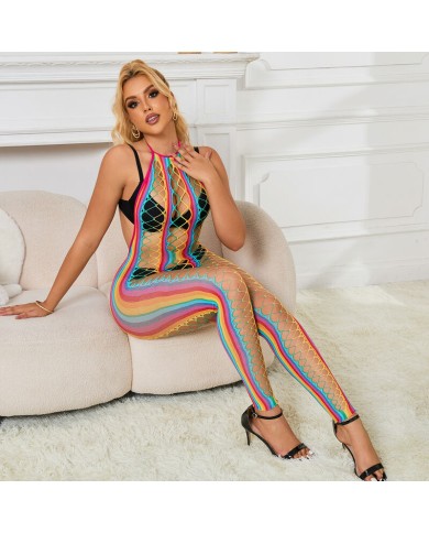 SUBBLIME 952358 BODYSTOCKING DE REJILLA CUELLO HALTER ARCOIRIS XS M