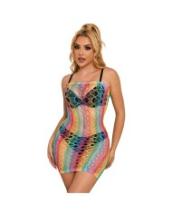 SUBBLIME 952365 VESTIDO DE REJILLA HOMBROS DESCUBIERTOS ARCOIRIS TALLA UNICA