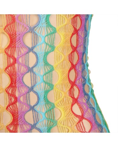 SUBBLIME 952365 VESTIDO DE REJILLA HOMBROS DESCUBIERTOS ARCOIRIS TALLA UNICA