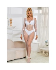 SUBBLIME 952396 BODYSTOCKING DE REJILLA CON DIAMANTES MANGA LARGA BLANCO TALLA UNICA