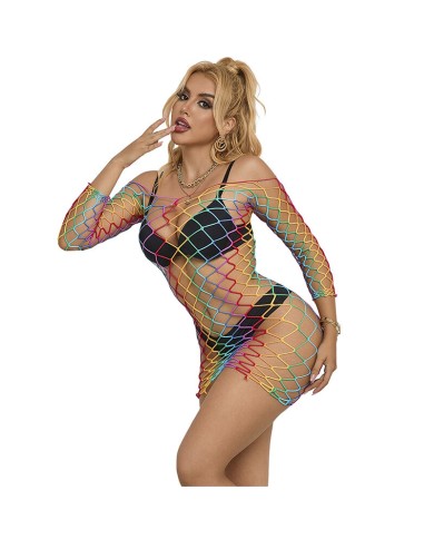 SUBBLIME 952426 VESTIDO DE REJILLA MANGA LARGA ARCOIRIS TALLA UNICA