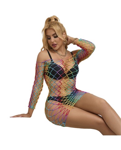SUBBLIME 952426 VESTIDO DE REJILLA MANGA LARGA ARCOIRIS TALLA UNICA